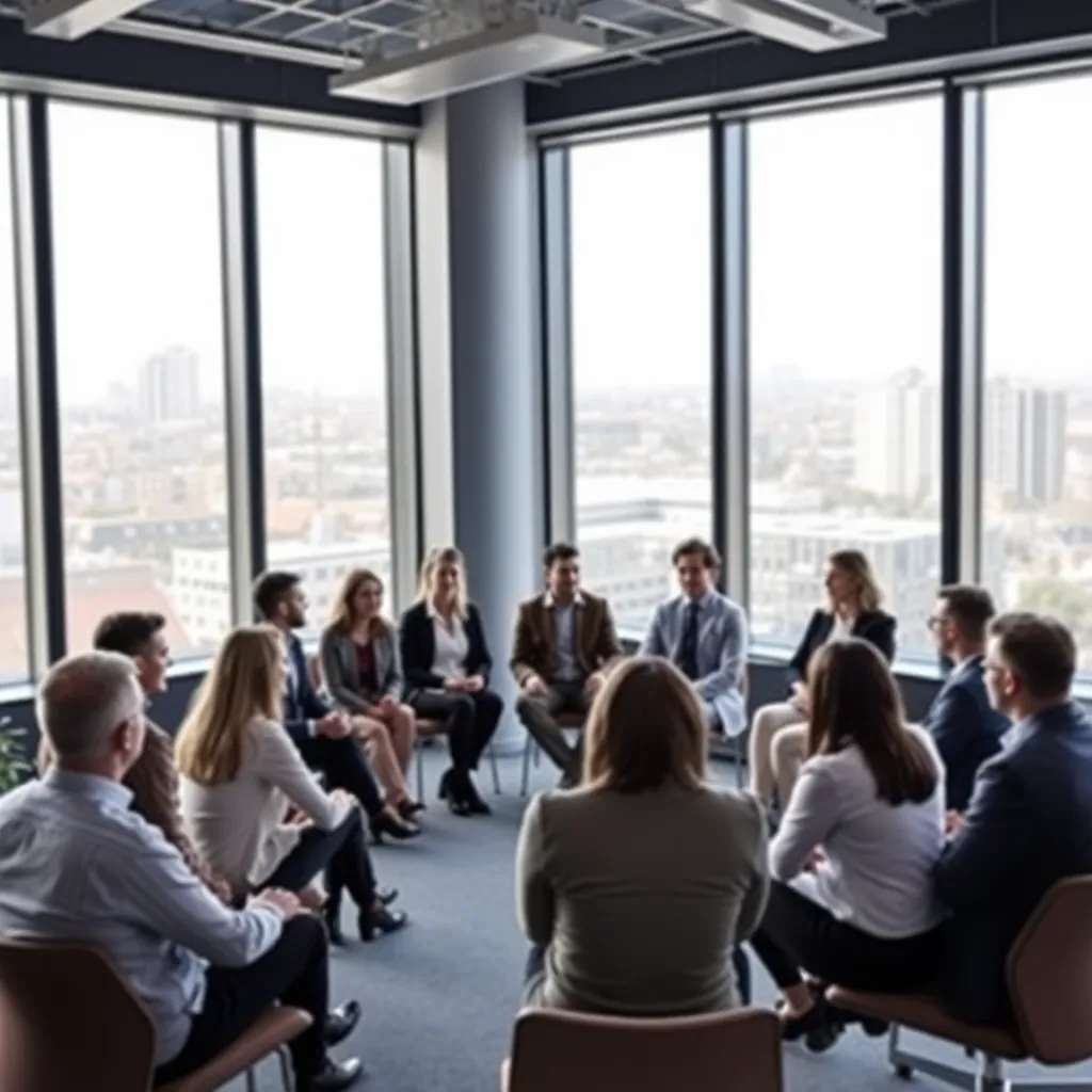 Zakelijke professionals tijdens een groepssessie over doelgericht denken