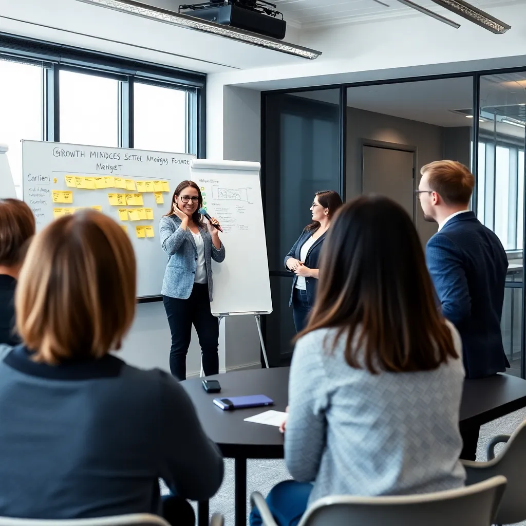 Teamleiders leren over groei-mindset in bedrijfsomgeving